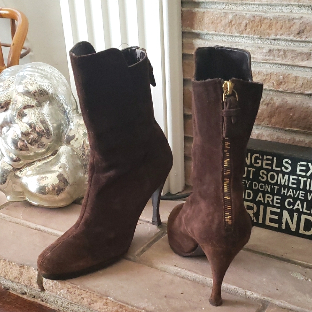 Vintage Y2K Brown Suede Cici Boots Size 9.5